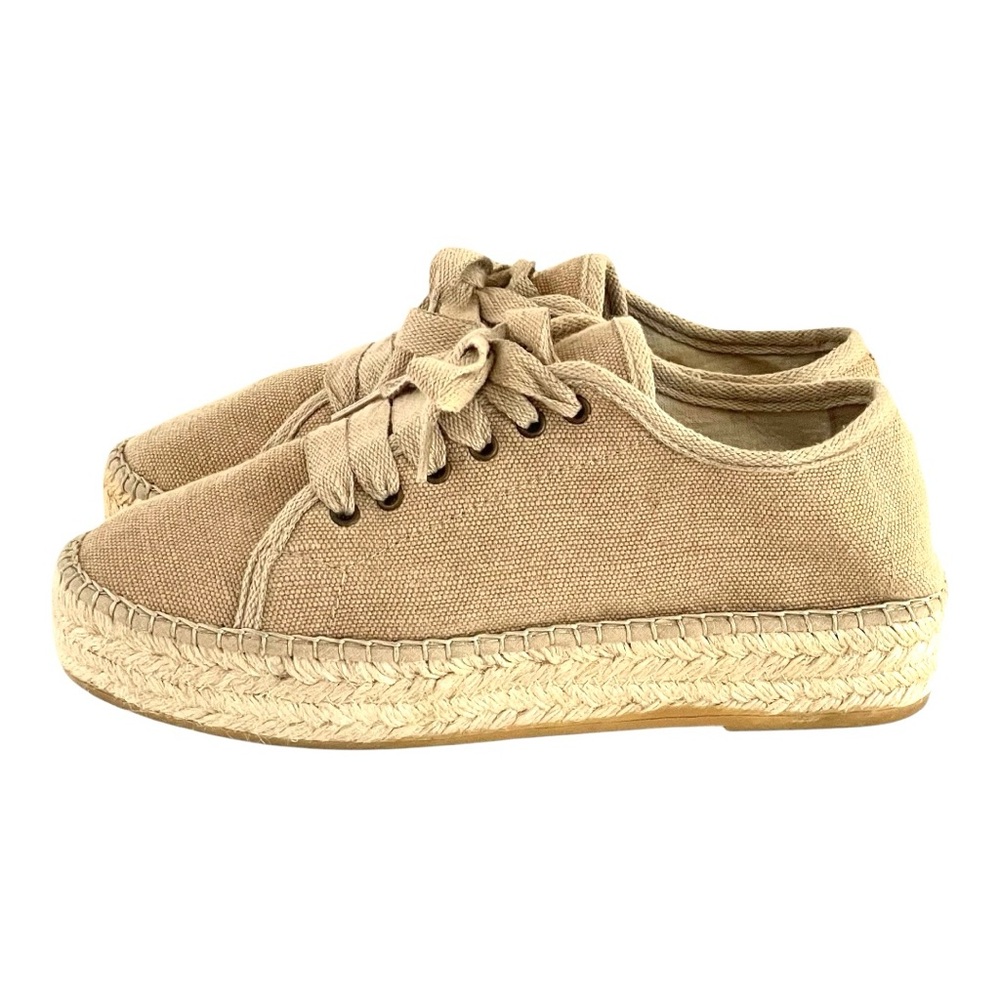 Toni Pons Origins Tan Canvas Espadrille Platform Shoes Size 6 Made in Spain